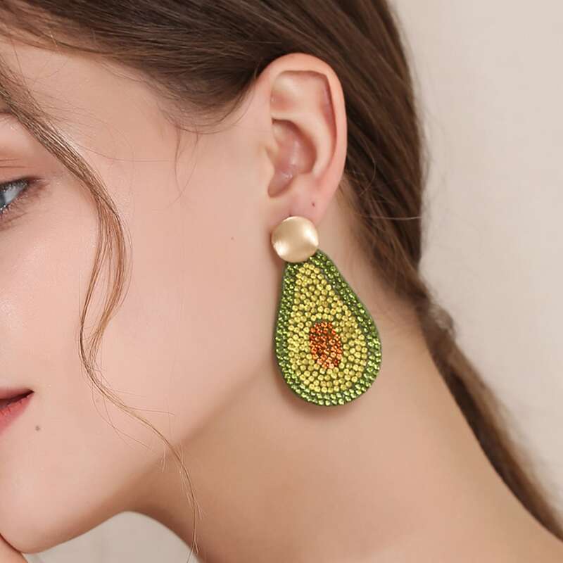

Rhinestone Avocado Drop Earrings, Multicolor