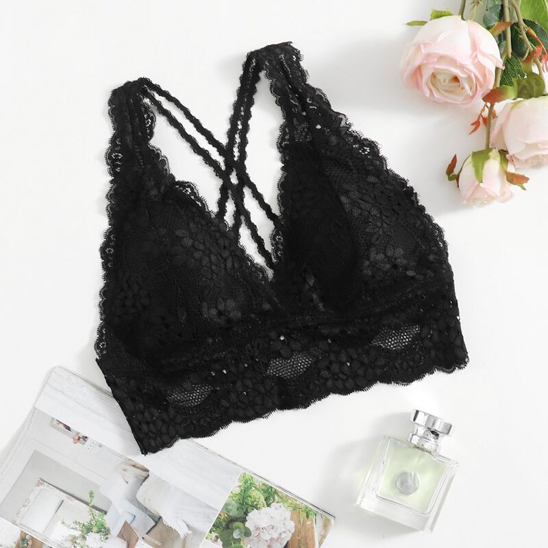

Solid Lace Bralette, Black