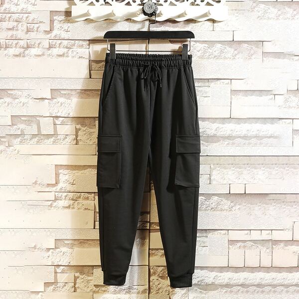 

Men Flap Pocket Drawstring Sweatpants, Black