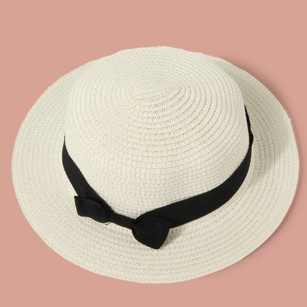 

Bow Decor Straw Hat, White