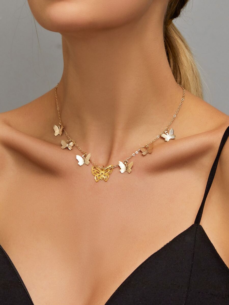 Collar con mariposa - Amarillo Oro - Ver 1