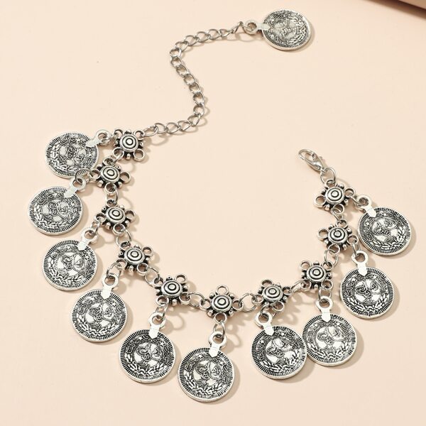 

Coin Decor Chain Bracelet, Silver