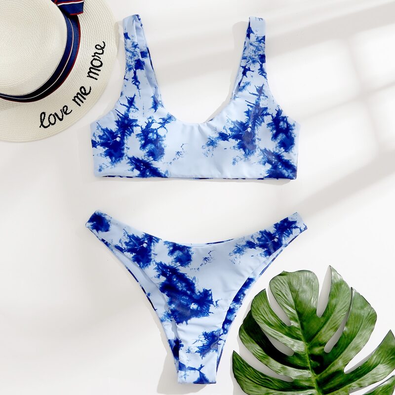 

Tie Dye Tank Bikini Swimsuit, Blue