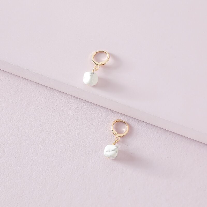 

Stone Charm Drop Earrings, White