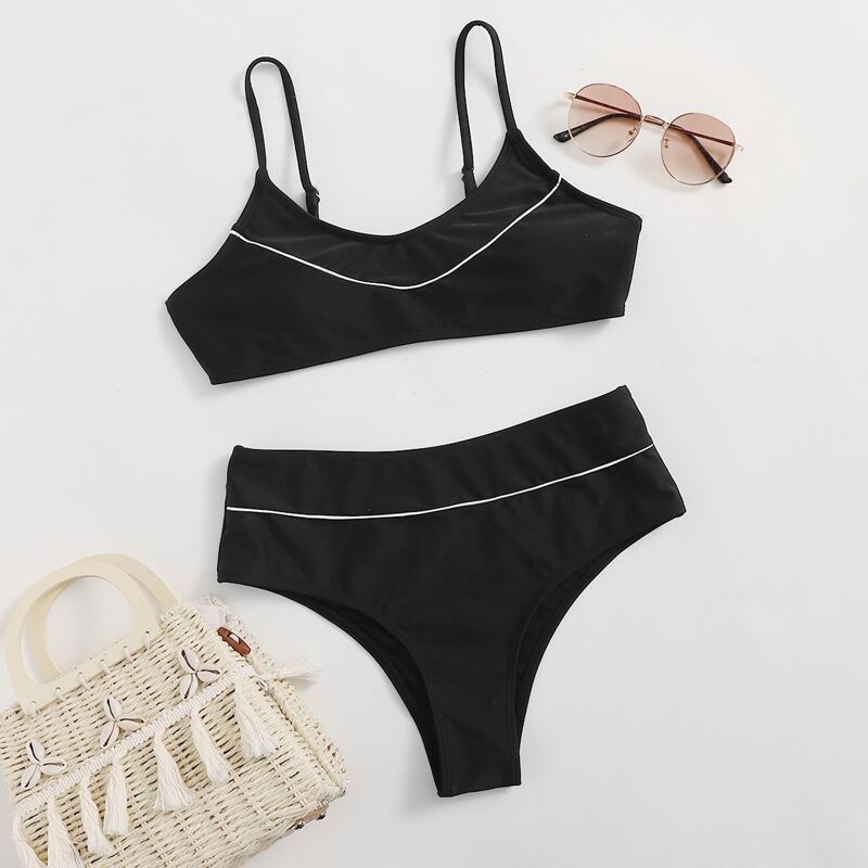 

Cami High Waist Bikini Swimsuit, Black