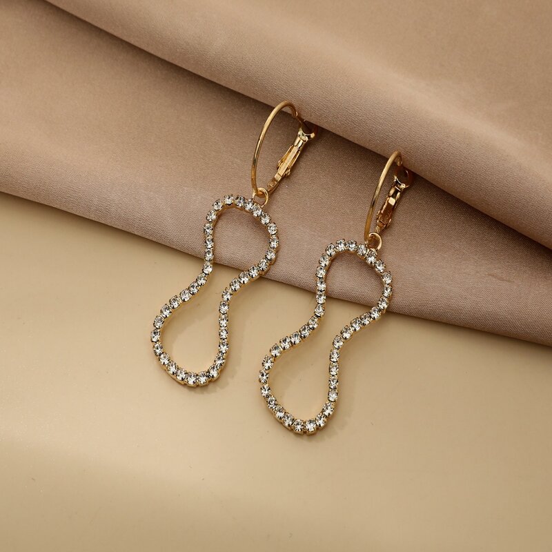 

Rhinestone Decor Drop Earrings, Gold