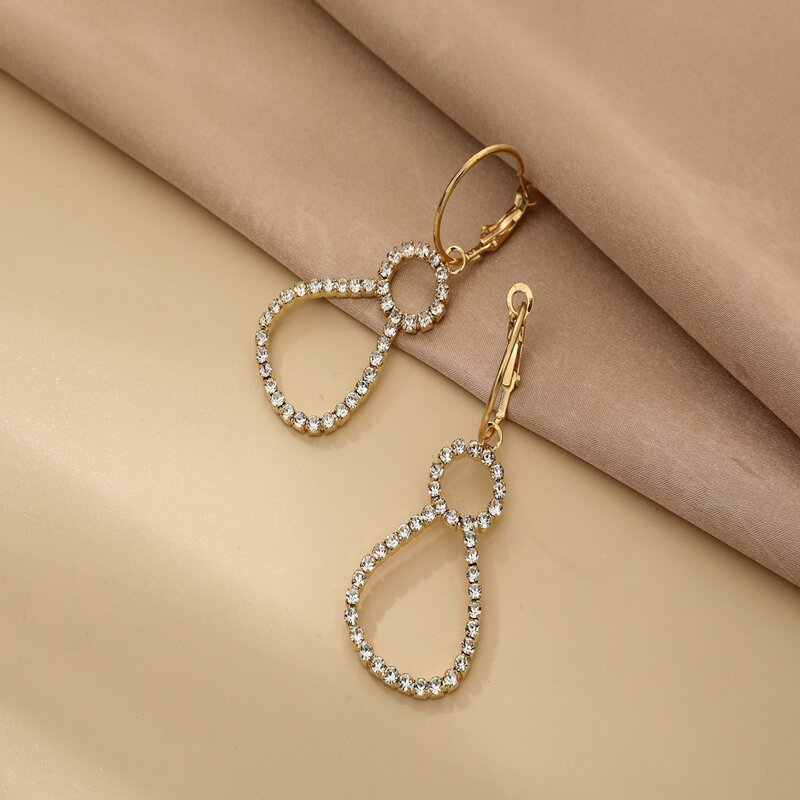 

Rhinestone Decor Drop Earrings, Gold