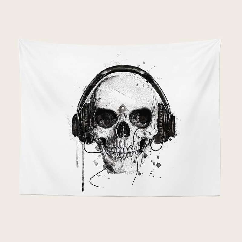 

Skull Print Tapestry, White