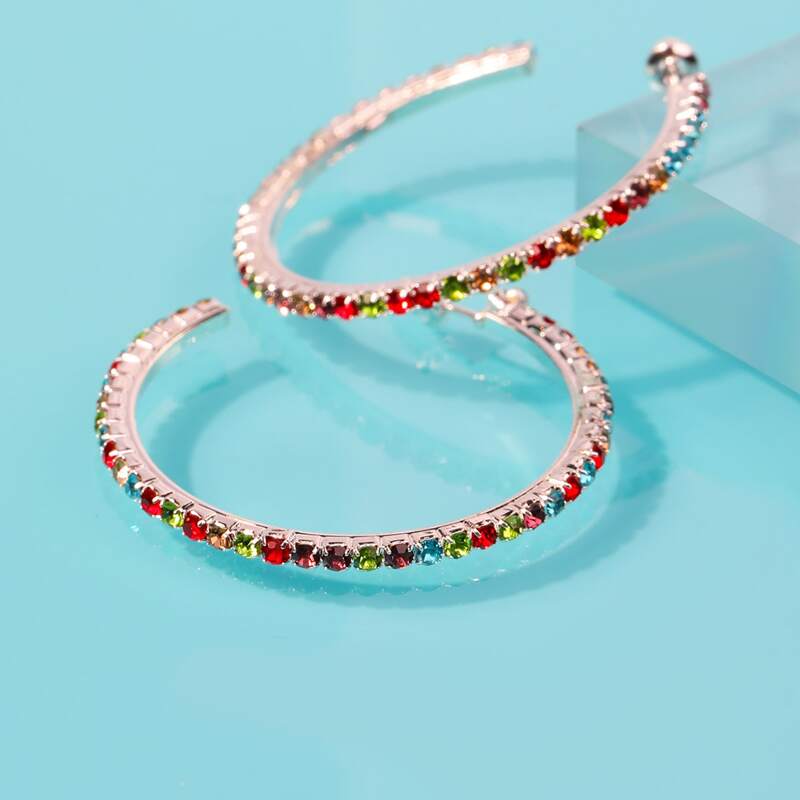

Rhinestone Hoop Earrings, Multicolor
