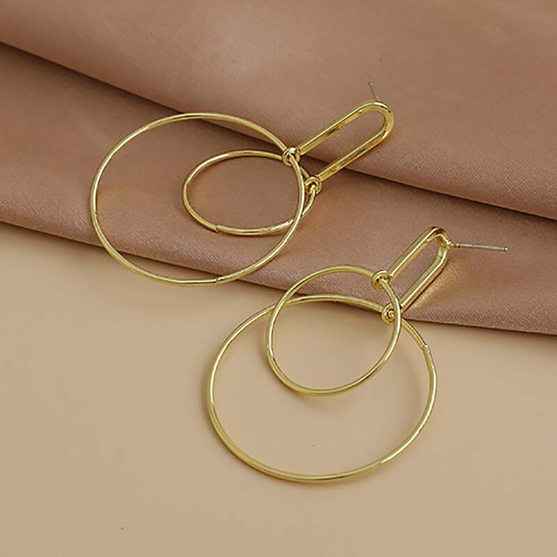 

Round Charm Drop Earrings, Gold