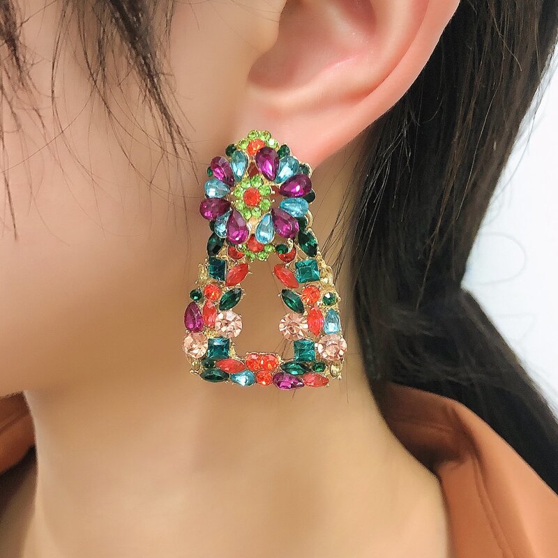 

Rhinestone Decor Earrings, Multicolor