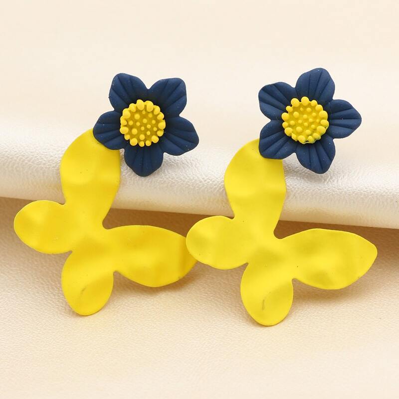 

Floral & Butterfly Drop Earrings, Yellow