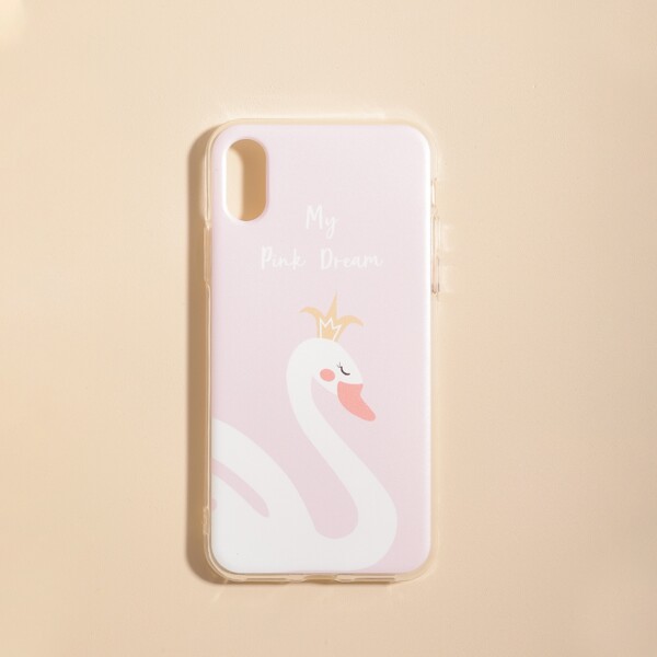 

Swan Pattern iPhone Case, Pink