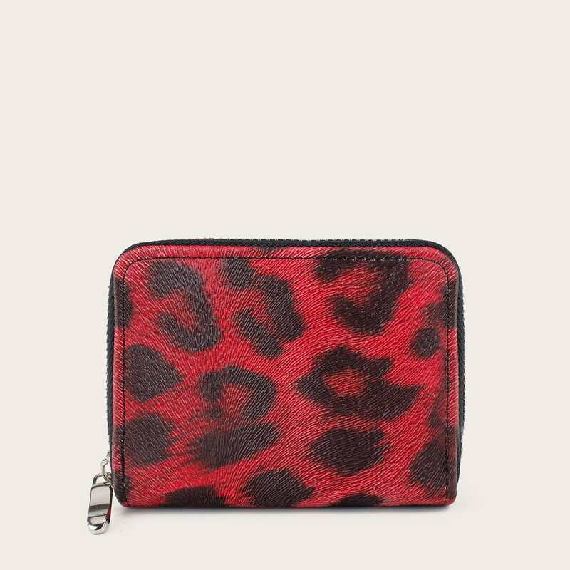 

Leopard Zip Around Purse, Red