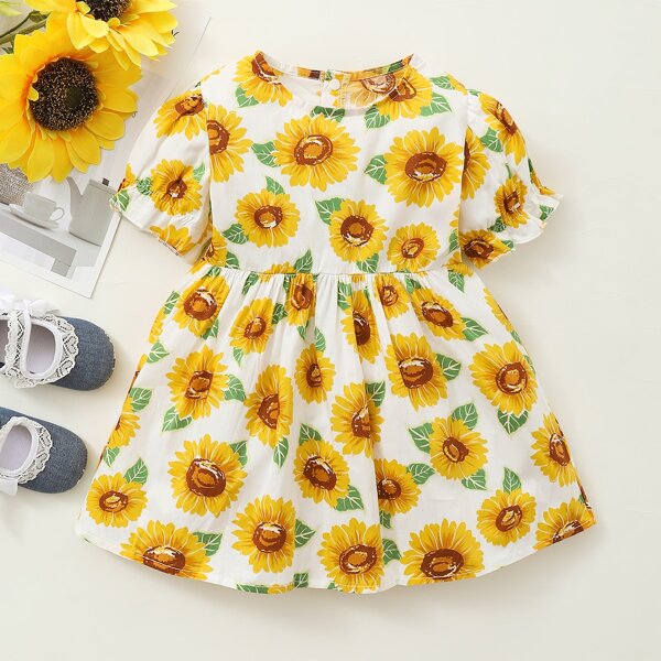 

Baby Girl Allover Sunflower Smock Dress, Multicolor