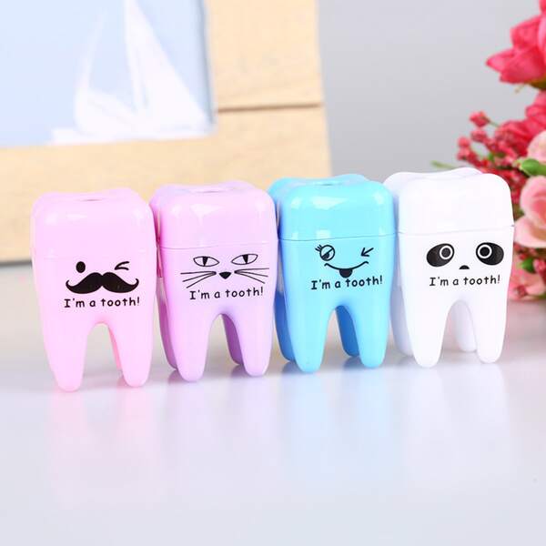 

4pcs Cartoon Tooth Design Sharpener, Multicolor