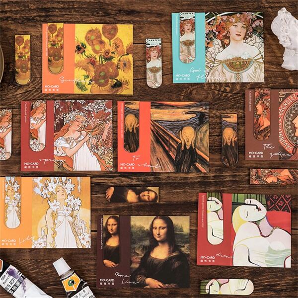 

1pc Oil Painting Pattern Random Magnetic Bookmark, Multicolor