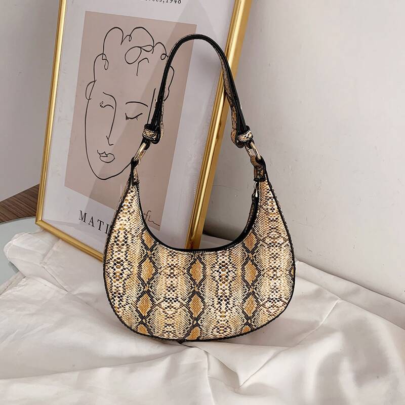 

Snakeskin Print Shoulder Bag, Yellow