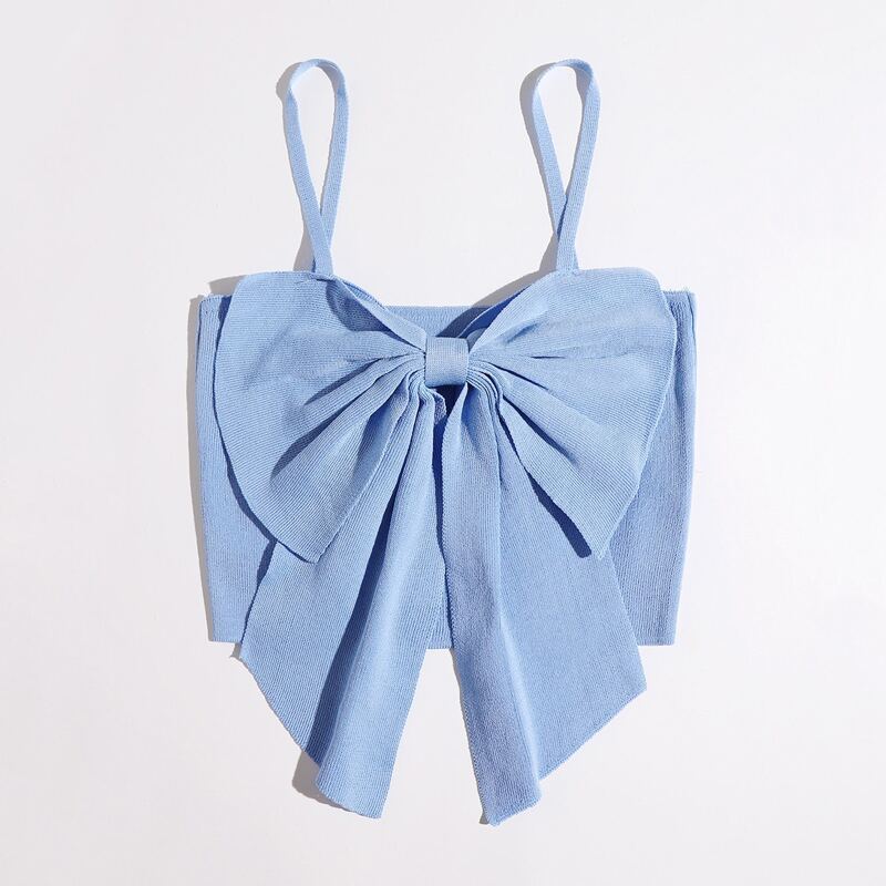 

Big Bow Cami Knit Top, Baby blue