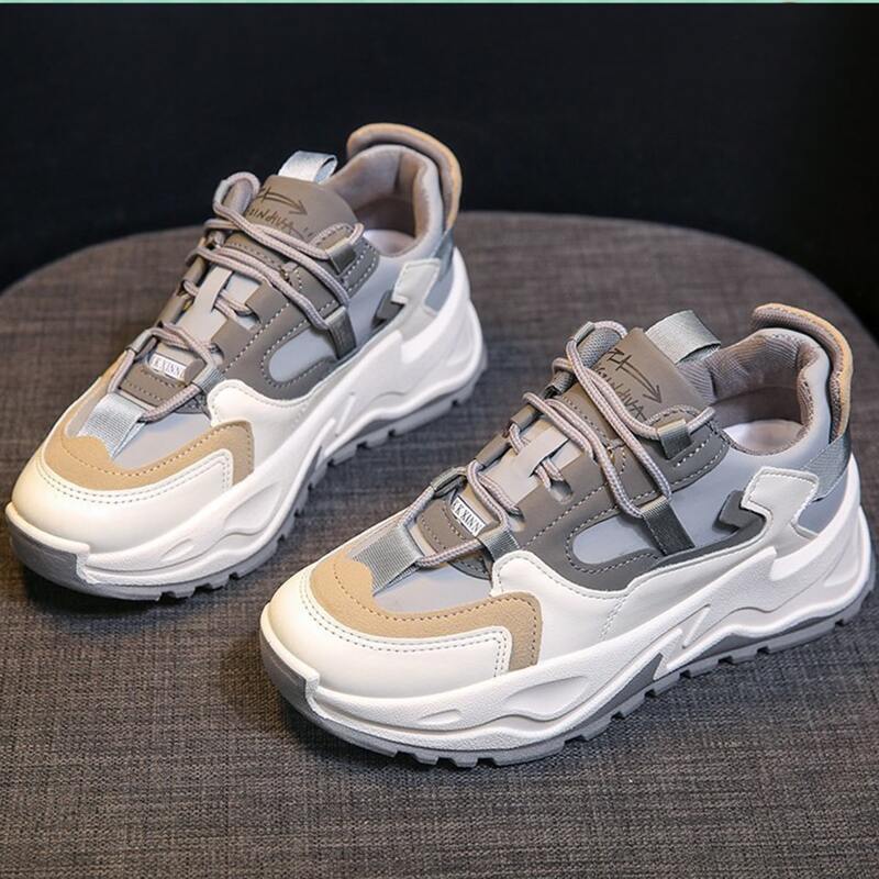 

Colorblock Lace-up Chunky Sneakers, Grey