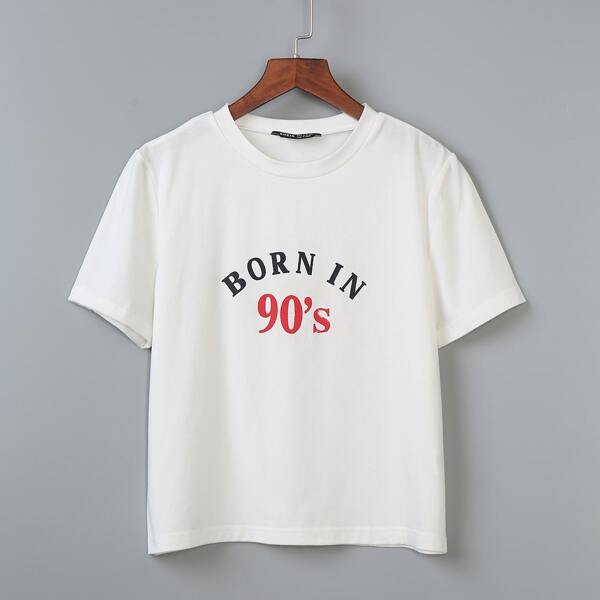 

Slogan Graphic Round Neck Tee, White