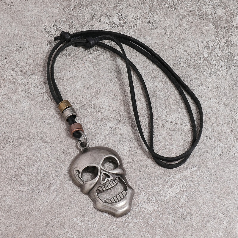 

Guys Skull Pendant Necklace, Black