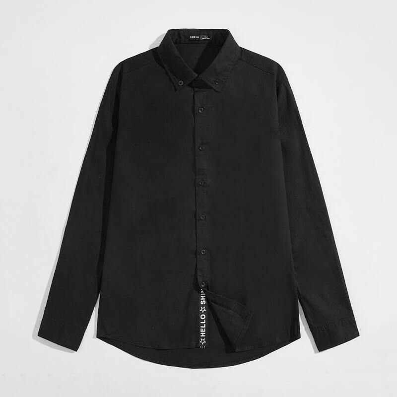 

Guys Letter Graphic Taped Shirt, Black