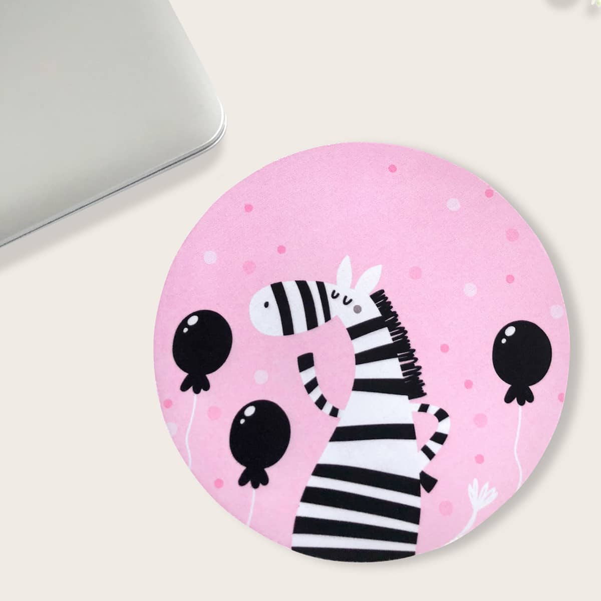 

Cartoon Zebra Print Round Mouse Pad, Multicolor