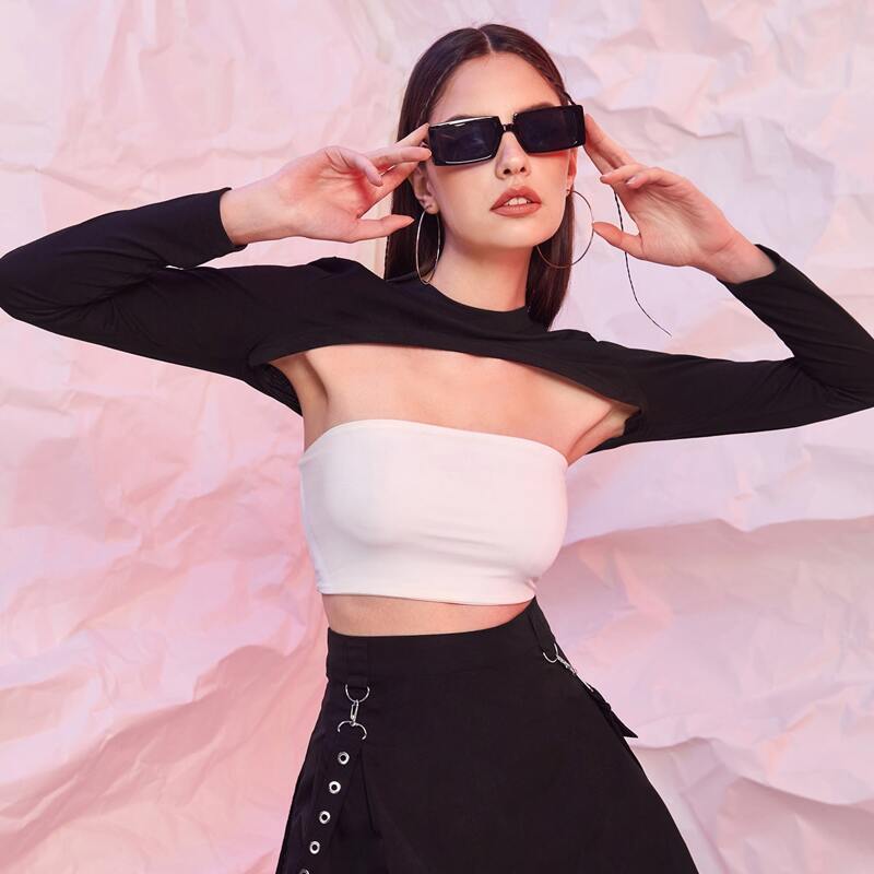 

Solid Super Crop Top, Black