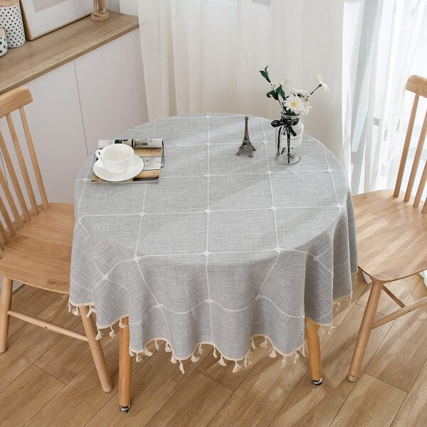 

Plaid Pattern Tablecloth, Light grey