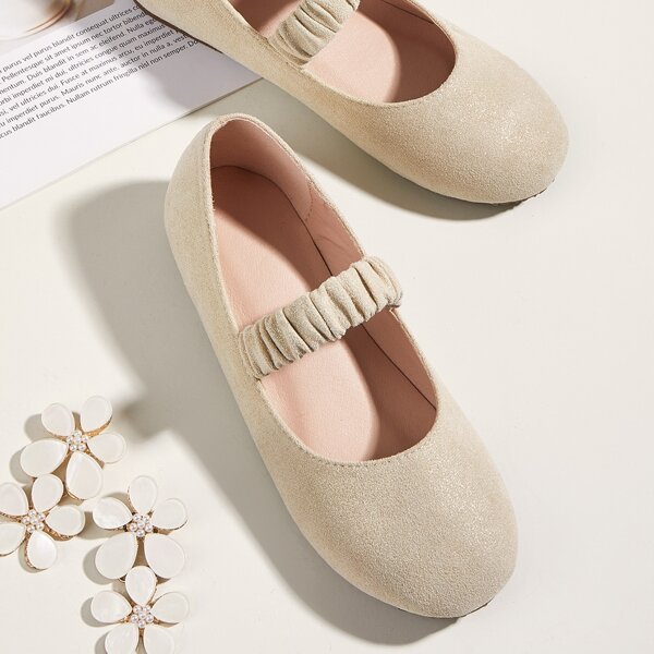 

Toddler Girls Ruched Strap Flats, Apricot