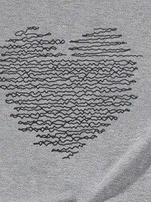 SHEIN Unity Camiseta con estampado de corazón - Gris - Ver 4
