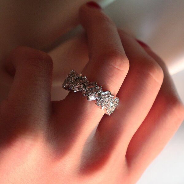 

Rhinestone Decor Ring, Silver