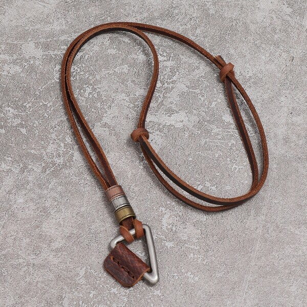

Men Triangle Charm Necklace, Brown