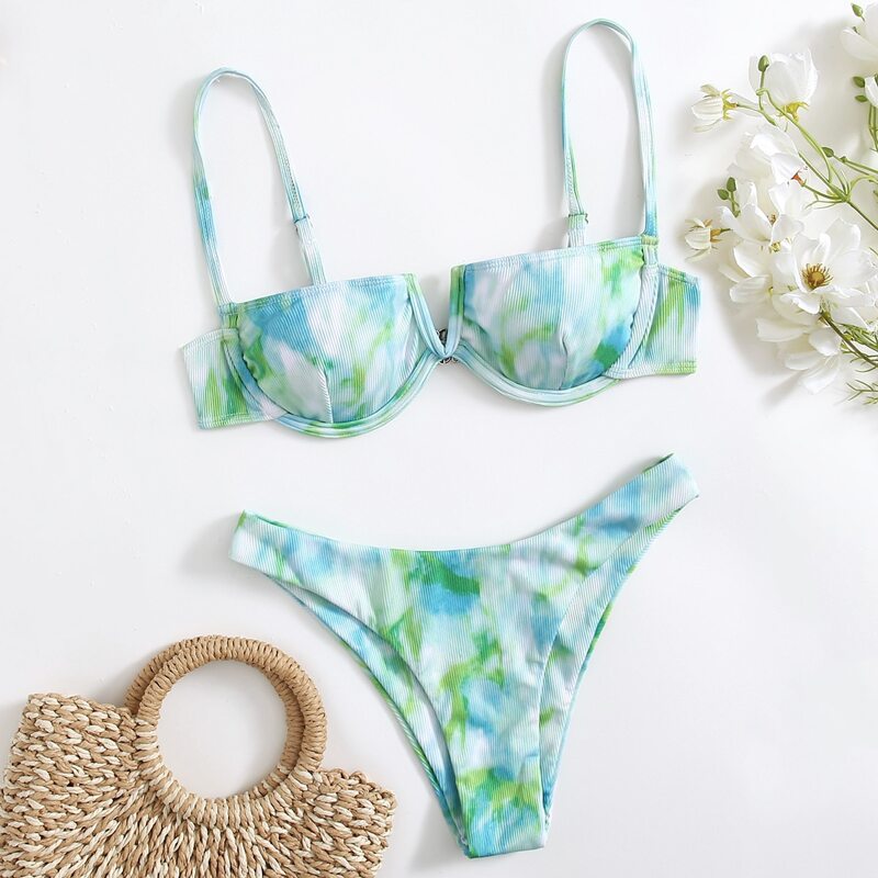 

Tie Dye Underwire Bikini Swimsuit, Multicolor