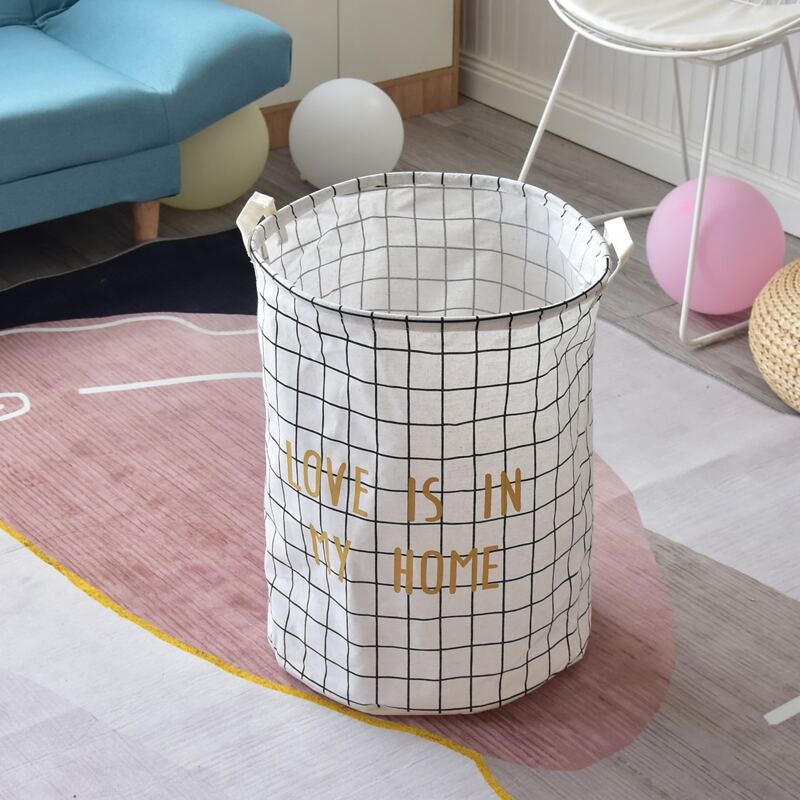 

Plaid Pattern Storage Basket, White