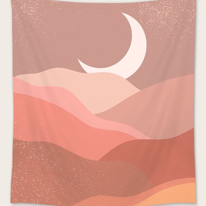 

Color Block Moon Print Tapestry, Multicolor