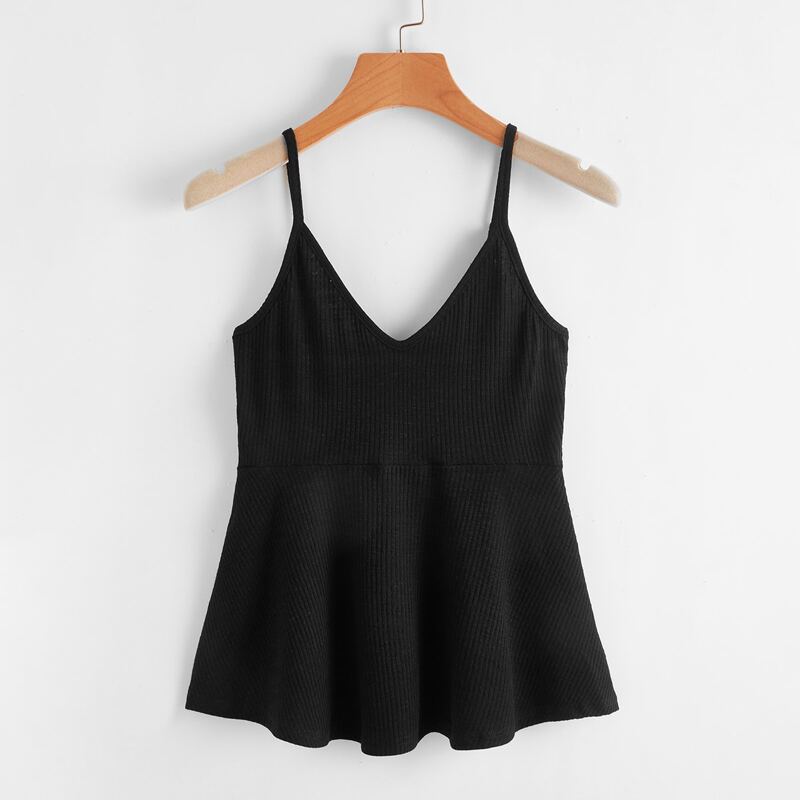 

Solid Ribbed Cami, Black