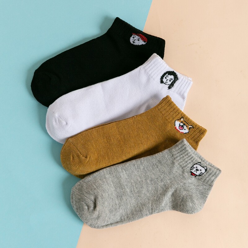 

4pairs Cartoon Ankle Socks, Multicolor