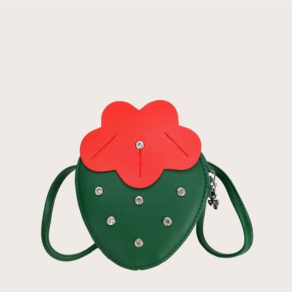 

Girls Rhinestone Decor Crossbody Bag, Green