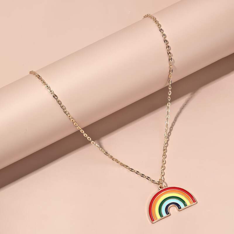 

Rainbow Pendant Necklace, Gold
