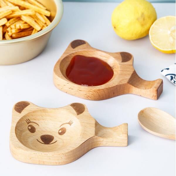 

1pc Cartoon Design Sauce Dish, Khaki