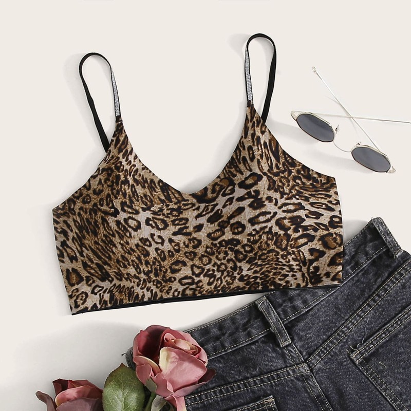 

Leopard Thin Strap Bralette, Multicolor