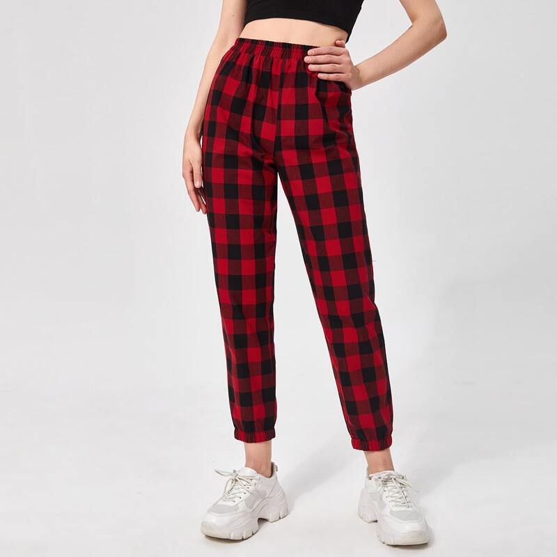 

Elastic Waist Gingham Joggers, Multicolor