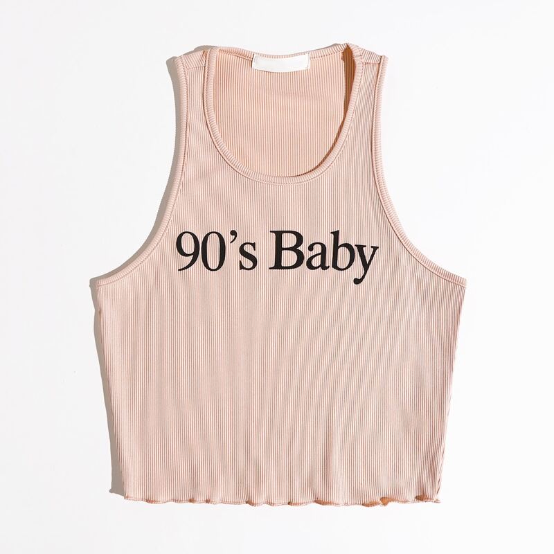 

Letter Lettuce Trim Tank Top, Baby pink