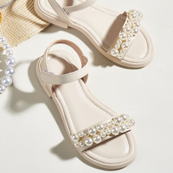 

Toddler Girls Faux Pearl Decor Thong Sandals, Beige