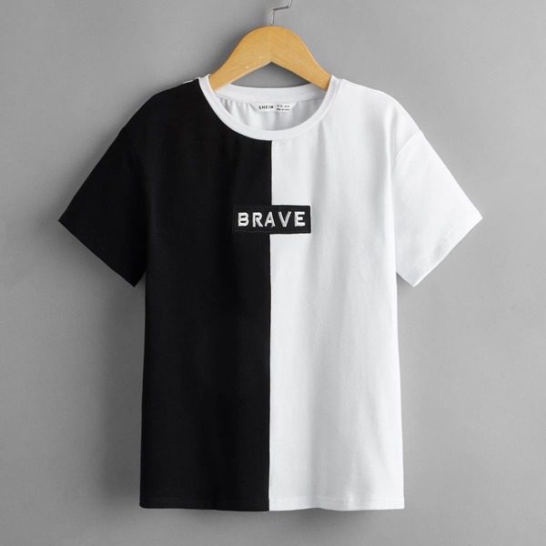 

Boys 2pack Letter Patched Colorblock Tee, Multicolor