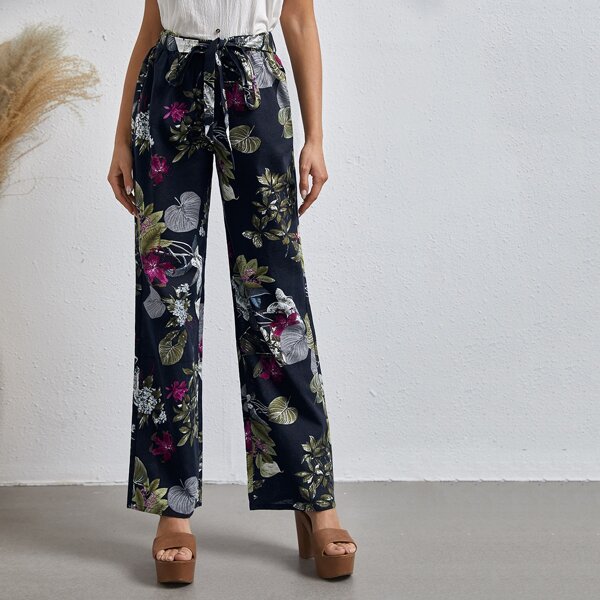 

Tie Front Floral Pants, Multicolor