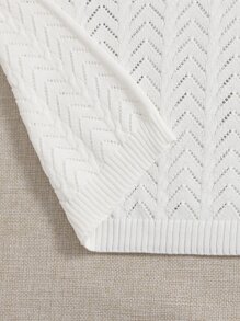 針織孔眼花邊針織短版吊帶上衣 - 白色 - 查看 3