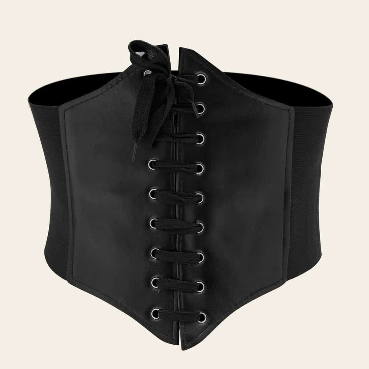 

Lace Up Wide Belt, Black